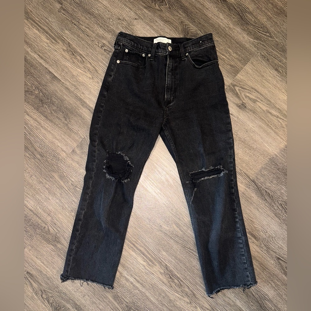Abercrombie & Fitch The Ankle Straight Ultra High Rise Black Jeans